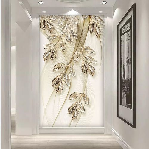 南啵丸8d立体玄关壁纸电视沙发背景墙纸墙布简约现代3d走廊过道竖版