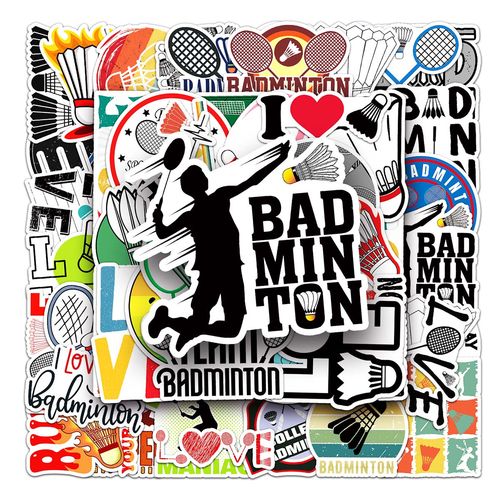 50张羽毛球卡通贴纸装饰小图案潮流炫酷运动宣传 diy自粘防水 滑板