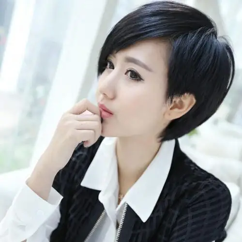 真发假发短发女时尚短直发假发女帅气中性短假发女韩国短头发