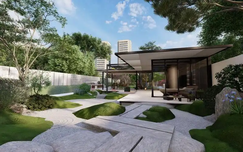 600平新中式简约风别墅庭院设计!美格造园|庭院鉴赏(二)