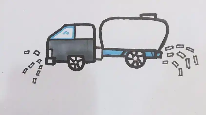 洒水车怎么画洒水车简笔画儿童画怎么画幼儿彩色洒水车简笔画画法带