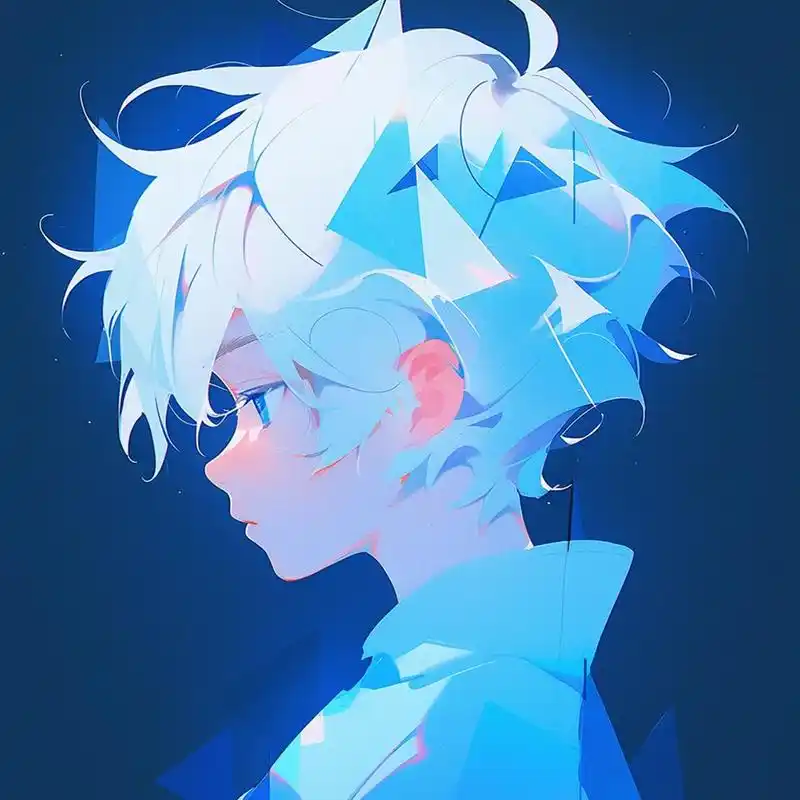 头像|蓝白系少年|ai绘画.新风格尝试,极简风格的蓝白系少年 - 抖音