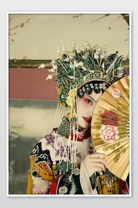 京剧花旦中国风美女扇子中国戏曲花旦戏子浅棕色唯美文艺戏曲国风花旦