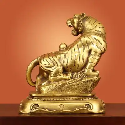 雄才大略纯铜老虎虎年招财镇生肖家居客厅电视柜饰品摆件