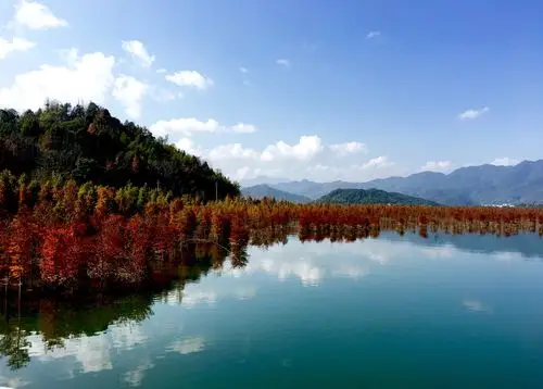 爱上长潭水库的那一抹红.