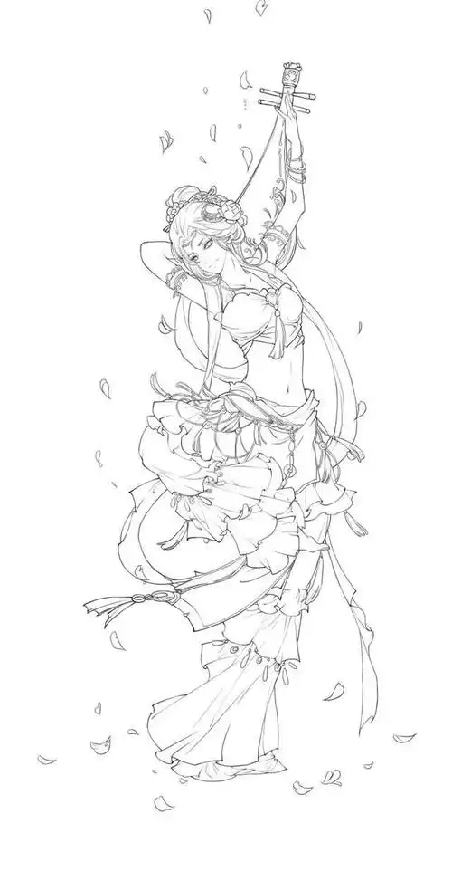 高能多图!古风汉服人物手绘线稿