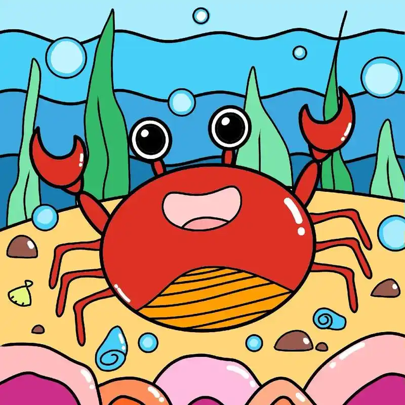 一只螃蟹02八呀八只脚呀,两个大夹夹嘿,六 - 抖音