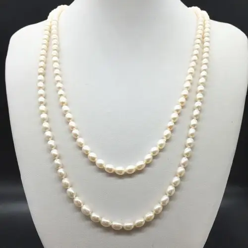 珍珠项链多层 天然 ** 复古塔链 女士 双层项饰 淡水珍.