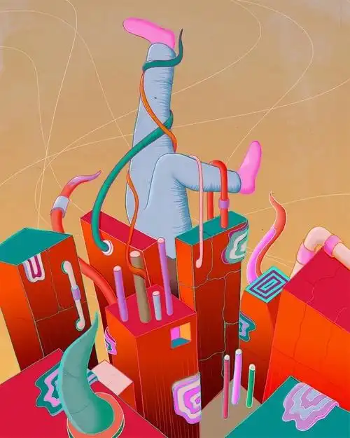 强烈的色彩和线条:murugiah充满活力的超现实主义插画