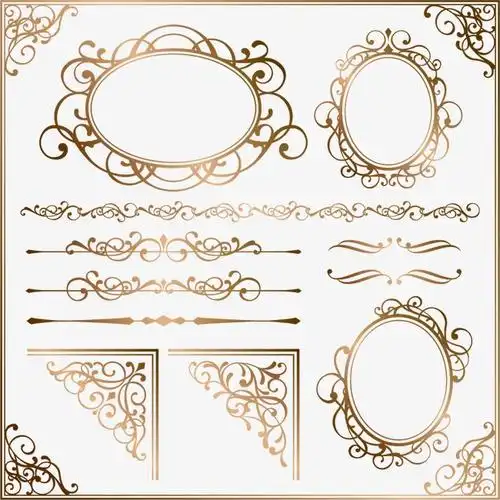 欧式金色花纹边框ai矢量素材
