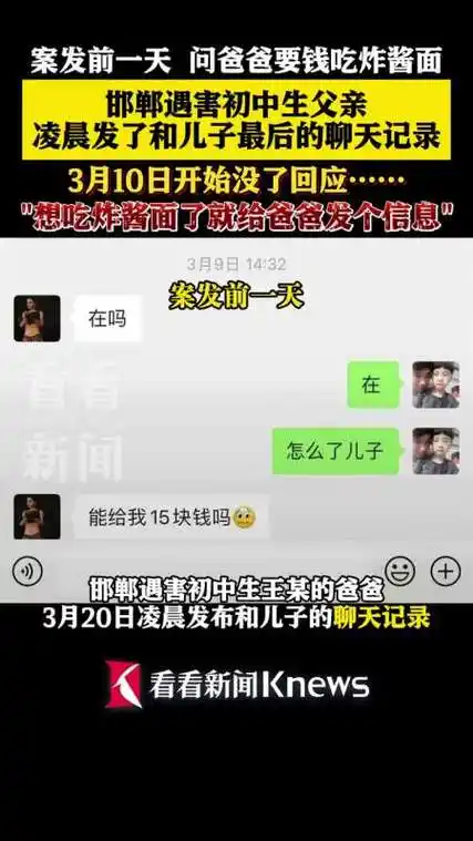 第19集邯郸遇害初中生父亲发布父子最后聊天记录想吃