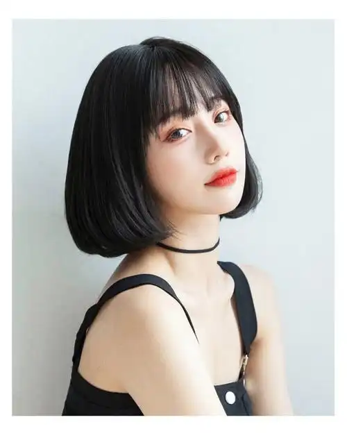 发型首选学生头假发女空气刘海短发韩国网红bobo头圆脸修脸自然少女