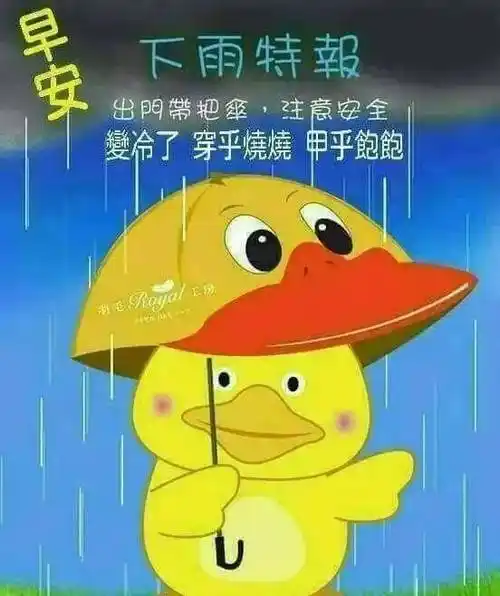 中老年表情包,下雨天早安带文字的图片,出门带伞注意安全!