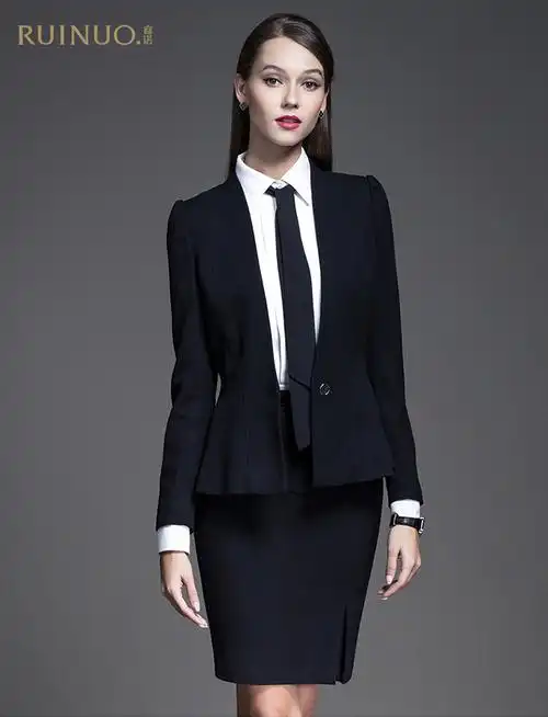 睿诺西装套装职业装女装套装商务黑色西服面试正装工作服小西装女
