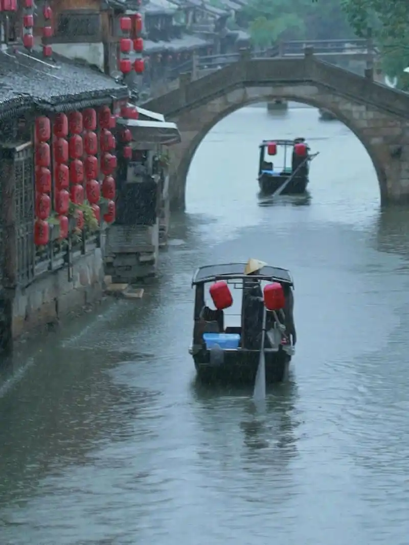 烟雨入西塘,江南如墨染.