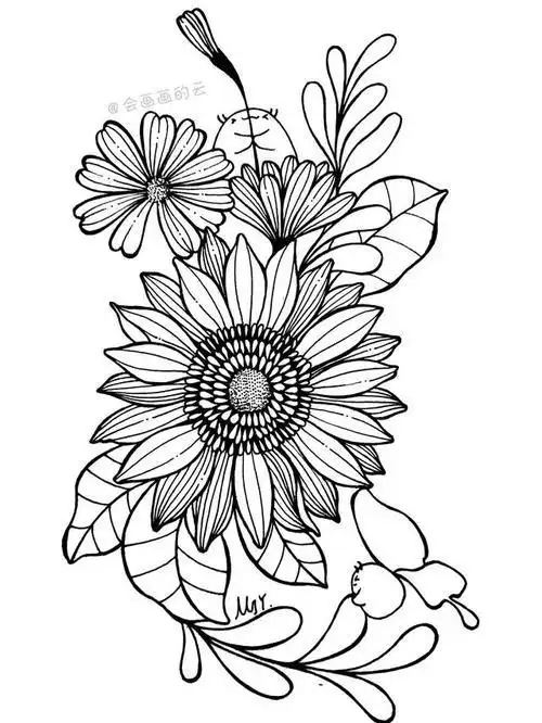 多线条简笔画花