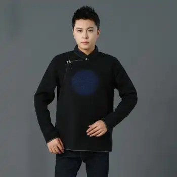 蒙古服装男蒙古族男士薄绒上衣蒙古元素民族风男装日常生活蒙古服春秋