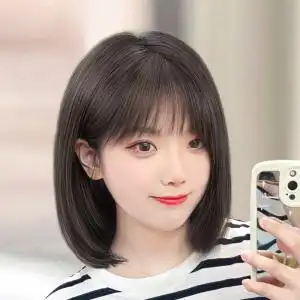 假发短发女全头套自然仿真人发时尚新款波波头发型轻薄整顶假发套