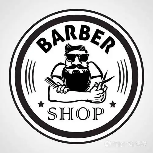 理发店周围的标签, 徽章, 或标志.向量例证