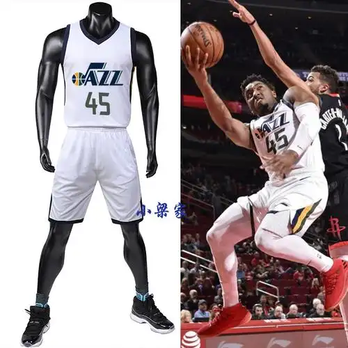 犹他爵士队3号套装篮球27号戈贝尔城市新球衣45号米切尔篮球服