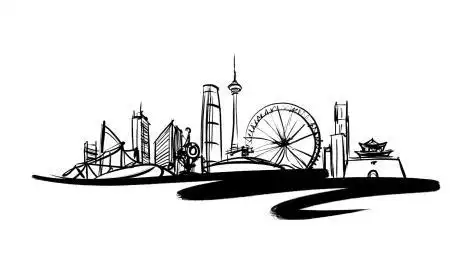 天津地标手绘 标志性建筑