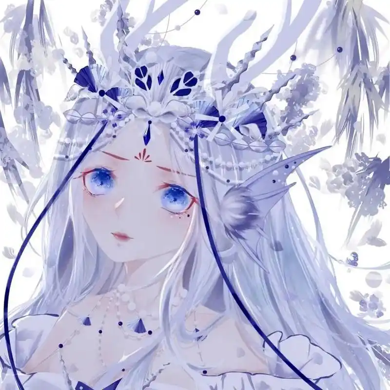 蓝色系少女心头像,二次元女孩