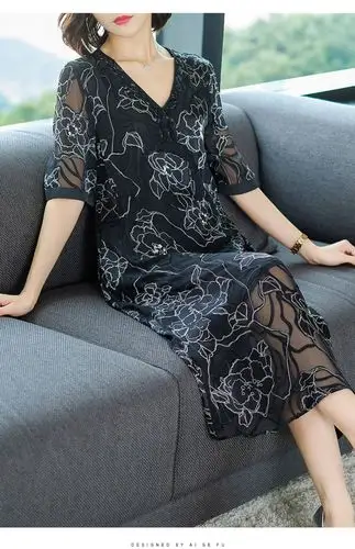 舒珂朵(shukeduo)轻奢品牌女装重磅真丝连衣裙女春夏2021新款高端宽松