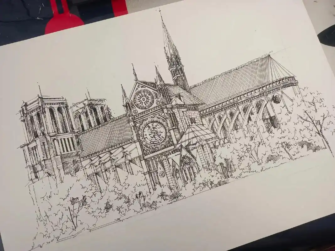 巴黎圣母院#手绘 - 抖音