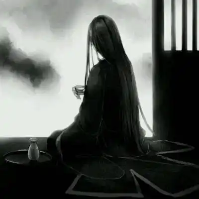 古风动漫女头忧伤 唯美古风女子手绘黑白图片 - 动漫头像 - 潮人个性
