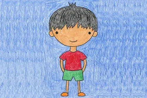 怎么一步一步教大班幼儿画自己的画像:小男孩简笔画(步骤图解)