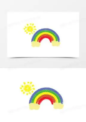 创意矢量蜡笔感小彩虹免抠元素