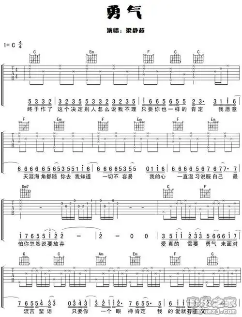 梁静茹《勇气》吉他谱