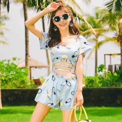 vicki vicki新款泳衣 时尚性感分体裙裤式三件套泳衣 8053