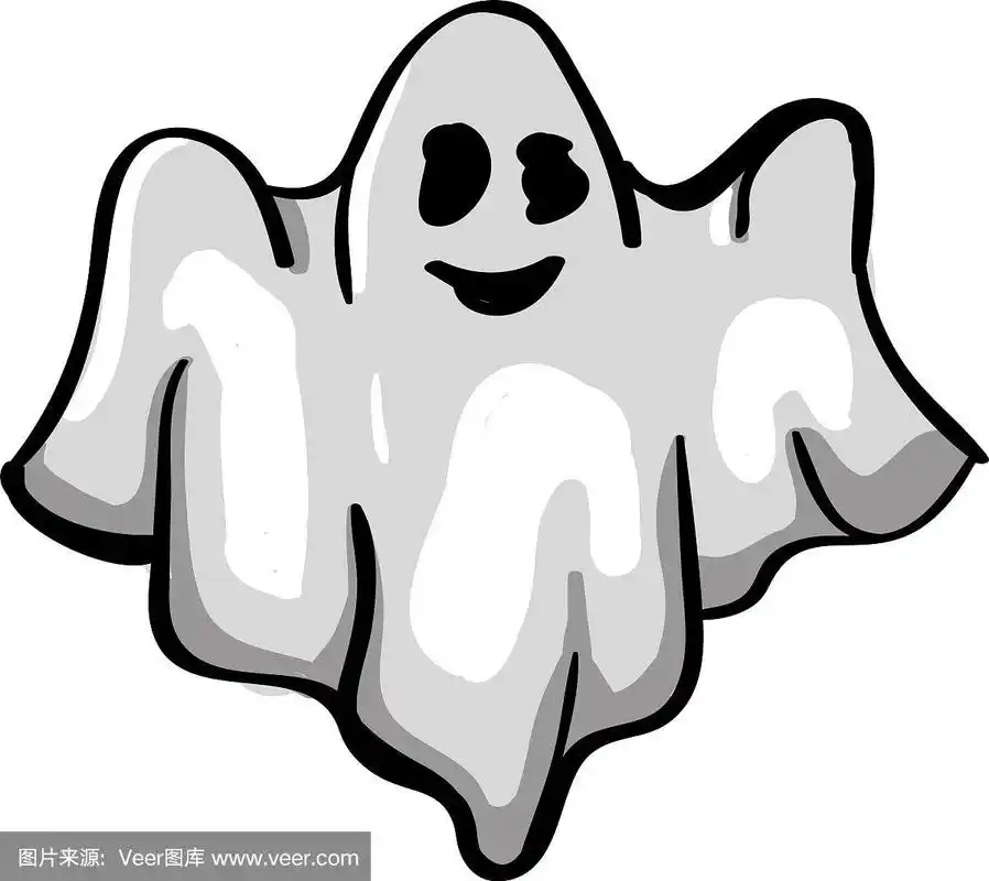 白色背景上的恐怖幽灵