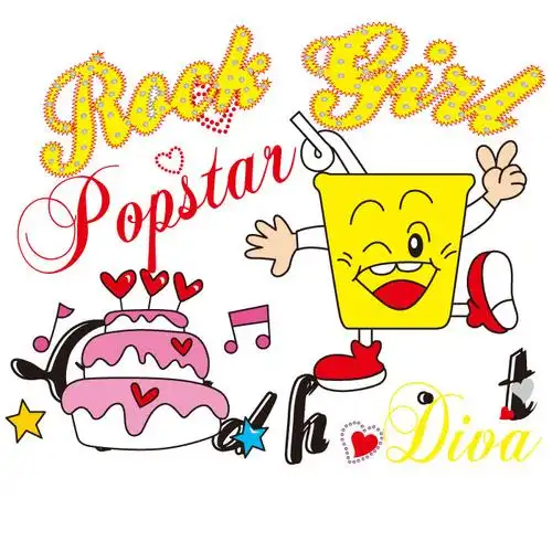 印花矢量图 可爱卡通 女童 文字 英文 免费素材