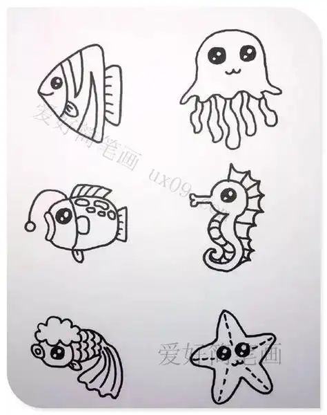 植物简笔画作品大全 海底植物彩色海草怎么画 彩色海草简笔画画法步骤