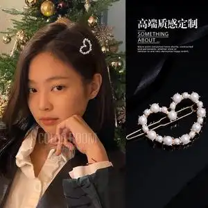 jennie同款发夹侧边秋冬金智妮珍珠爱心发饰网红2021年新款发卡女