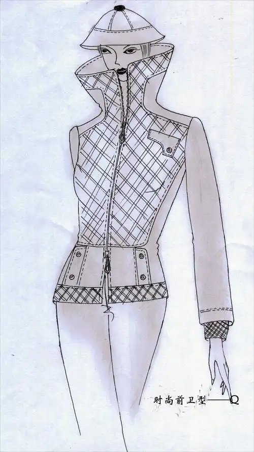 女装大衣/风衣/夹克设计手稿图-女士大衣/风衣/夹克款式效果图-cfw