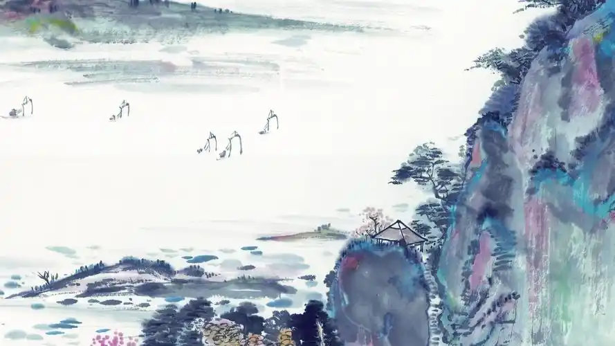 清新淡雅的山水水墨画电脑桌面壁纸高清