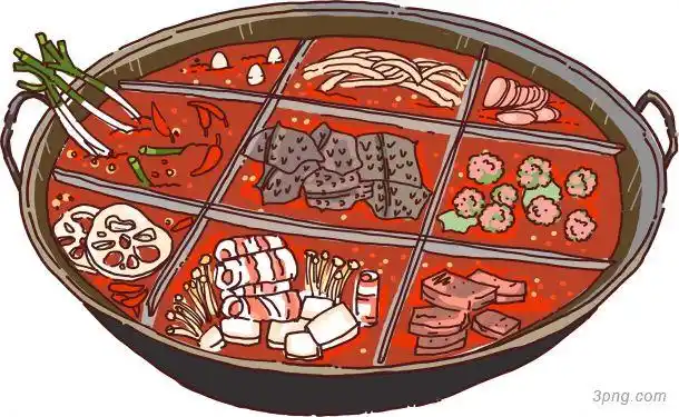 手绘九宫格火锅png素材透明免抠图片-其他元素