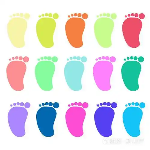 彩色脚印矢量背景