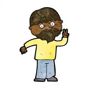 卡通漫画的人给予和平标志照片