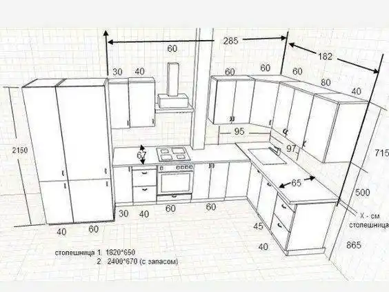 吸塑橱柜(实木橱柜)尺寸 ①空间要求:2.