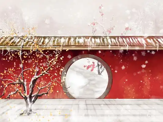 梅枝png素材古典中国风水墨腊梅梅花背景素材红色古风水墨梅花树枝腊