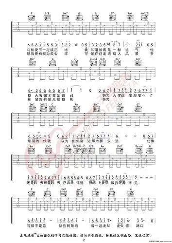 梁静茹 可惜不是你 吉他谱 无限延音编配吉他谱图片格式六线谱