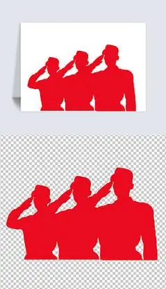 军人战士敬礼剪影