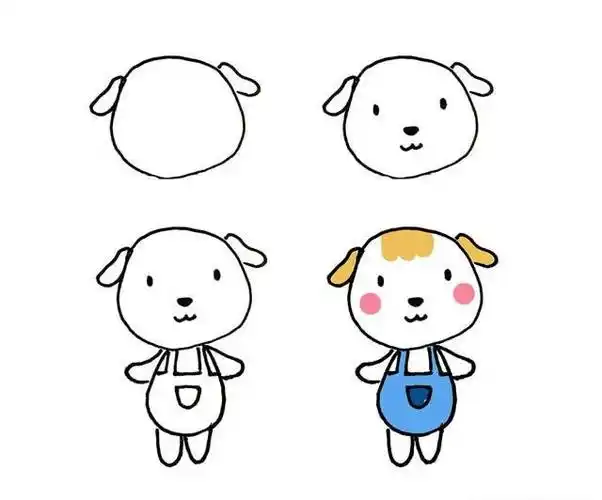 儿童简笔画可爱的小狗画法步骤图片五