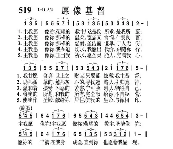 愿像基督歌 歌谱 简谱