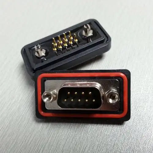 防水水车连接器dp9pin公头插座直插插头镀金端子连接器