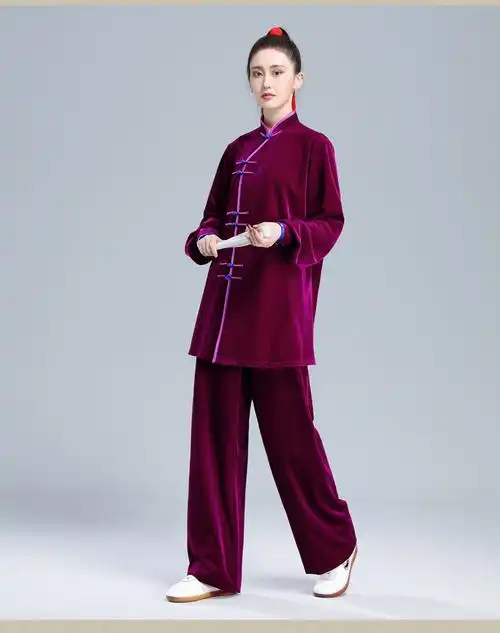 冬季加厚南韩绒武术太极服套装女中老年人武术练功服晨练服太极拳服装